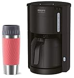 Krups KM3038-4 Filter Kaffeemaschine mit Thermo-Kanne + Emsa Travel Mug Thermobecher 360ml koralle, für 10-15 Tassen, Thermoskanne mit 1 Liter Fassungsvermögen, bleibt bis zu 4 Stunden Heiß, Schwarz