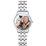 SOUFEEL Personalisierte Fotouhr Armbanduhr für Damen Herren Edelstahl Klassisch Analog Zifferblat täglich Wasserdicht 40mm - Silber