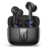 Bluetooth Kopfhörer, Kabellose Kopfhörer FKKF mit aktiver Geräuschunterdrückung, In Ear Ohrhörer mit Schnellladung Bluetooth 5.0 IPX7 Wasserdicht Kopfhörer, 40 Std Laufzeit, Kabellos Ladebox Schwarz