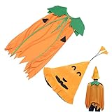 KICHOUSE 2St Halloween-Kürbismantel und -Hut Umhänge für Kinder Orange Kinderkleidung Kleider Hüte Halloween-Cosplay-Outfit Halloween-Kürbis-Kostüm bilden Requisiten einstellen Eltern-Kind