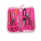 23-teiliges Werkzeugset und Lady Werkzeug Set,Rosa Werkzeugkoffer Ideal Weihnachtsgeschenk für Frauen Bastler Handwerker für Zuhause,Büro,Auto