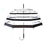 SMATI Transparenter Automatik Regenschirm - Stockschirm Glockenform - Schwarz und Weiß Design - Winddicht
