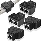 RJ45-Splitter-Stecker, 1 zu 2 Ethernet-Netzwerkadapter, LAN-Ethernet-Kabel, Steckverbinder, Adapter, Internet-Koppler, HUB-Schnittstelle, Kontaktmodular-Stecker für Cat5, Cat5e, Cat6, Cat7, 4 Stück