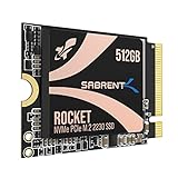 Sabrent 2230 M.2 NVMe Gen 4 512GB, Interne SSD 5000 MB/s Lesen, PCIe 4.0 X4, Internes Solid State Drive, kompatibel mit Steam Deck, Surface pro, PCs, NUCs und Laptops [SB-2130-512GB]