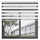 Verdunklungsrollo Klemmfix 60 x 180 cm Lichtfilter Belüftung, Hitzeschutz Rollo Seitenzugrollo Verdunkelung mit Bohren, mit Führungsschiene für Fenster Und Türen, Weiß