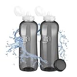 2 x Tritan Trinkflasche 0,75L + Sportdeckel / Kavodrink Wasserflasche schwarz Sportflasche BPA frei Flasche 750ml