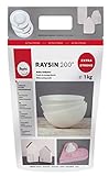 Rayher 3699000 Raysin 200 Gießpulver 1kg, Gießmasse weiß, Reliefgießpulver, lufthärtend und geruchslos