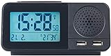 auvisio Radiofunkwecker: Funk-Radiowecker mit 2 Weckzeiten, Hygro- & Thermometer, 2X USB, 2 A (Funk Radiowecker mit Netzteil)