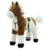 Sweety Toys 12657 Stehpferd Plüsch Pferd beige Weiss ” My Little Pony” mit Funktion Sound Pferde Galopp und Gewieher, Sattel und Steigbügel