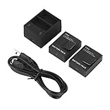 Pudincoco 2 STÜCKE Akku 3,7 V + USB-Dual-Ladegerät für GoPro AHDBT-201 / AHDBT-301 Kamera-Zubehör mit schwarzem Reiseladegerät (Farbe: Schwarz)