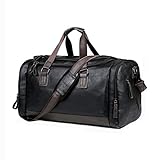 GHBNK Leder -Reisetaschen Männliche Wochenendbeutel Herren Handgepäck Duffel Handtaschen Umhängetasche (Color : Black)