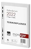 Bsb Ersatzeinlage Kalendarium 2022 - Größe circa A5 - 6-Fach Lochung - für bsb Manager Terminplaner Organizer