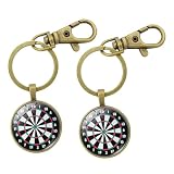SOIMISS 2 Stück Dartscheibe Schlüsselanhänger Retro Glas Schlüsselanhänger Darts Schlüsselhalter Anhänger Für Geschenk Handwerk Ornamente Messing