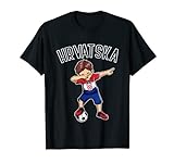 Dabbing Fußball Junge mit Hrvatska Trikot Kroatien Kinder T-Shirt