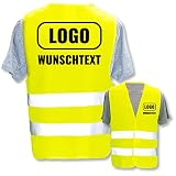 PixiPrints.com Warnweste mit eigenem Aufdruck * Druck: Rücken + Front/Standard-Druck, Farbe & Größe: Gelb XL/XXL * Selbst gestalten mit Name Text Bild Log