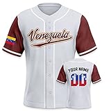 Yolovi Venezuela Personalisiertes Baseball Trikot 3D Stickerei/Druck World Baseball Jersey mit Ihrem Namen und Nummer Hip Hop Baseball Shirt für Herren Damen Kinder