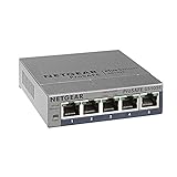 Netgear GS105E Managed Switch 5 Port Gigabit Ethernet LAN Switch Plus (Netzwerk Switch Managed, IGMP, QoS, VLAN, lüfterlos, robustes Metallgehäuse, ProSAFE Lifetime-Garantie)