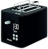 Krups KH6418 Smart'n Light Toaster | Zwei-Scheiben-Toaster | Digitaldisplay | 7 Bräunungsstufen | herausnehmbare Krümelschublade | Countdown | Anhebevorrichtung | Schwarz