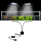 SENZEAL X7 LED Aquarium Beleuchtung Zwillinge Aquarium Lampe Zwei Köpfe LED Licht 220V 15W 1600LM für 8 bis 15 Zoll Fisch Tank Weißes Licht