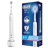 Oral-B PRO 1 200 Elektrische Zahnbürste/Electric Toothbrush, 3 Putzmodi für Zahnpflege und Zahnreinigung, Drucksensor & Timer, 1 Sensitive Clean Aufsteckbürste, Designed by Braun, weiß