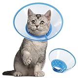 Vivifying Halskrause Katze, Verstellbar von 14.5-20,3 cm Leichtgewicht Schutzkragen für Welpen, Kleine Hunde und Katzen (Blau-M)