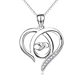 YAFEINI Perfekten Geschenk für Mama, Sterling Silber Mutter und Kind Hände Herz Anhänger Halskette, 45,7 cm (Mama ich liebe dich) (A Silber Mutter Halskette)