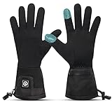SNOW DEER elektrische beheizte Handschuhe für Herren Damen，wiederaufladbar beheizbare Winter Handschuhe für Outdoor Fahrrad Motorad Ski Snowdoard Jagd (Helles Schwarz, M/L)