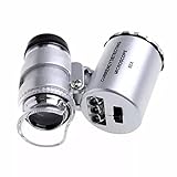 Goliton® Mini-Mikroskop Tasche 60x Magnifier Handjuwelier LED Lupe Lampe Lupe Licht-Lupe Vergrößerungsglas - Silber
