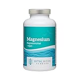 VITALWERK HAMBURG® Magnesium – 180 vegane Kapseln – reines Magnesiumcitrat mit 375 mg elementarem Magnesium pro Tag – streng kontrolliert und aus DEUTSCHLAND.