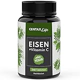 Centax Life Eisen hochdosiert + Vitamin C - 240 VEGAN Eisen Tabletten mit 40 mg Vitamin C, Iron Supplement, Eisen Vegan, Eisen Vitamin C, Eisenpräperate