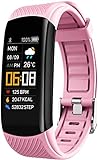 LPMGL Damen-Smartwatch, Fitness-Tracker mit Herzfrequenz, IP67, wasserdicht, voller Touchscreen, Smartwatch, kompatibel mit iOS Android (Rosa)