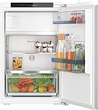 BOSCH KIL22VFE0 Einbau-Kühlschrank Serie 4, integrierbarer Kühlautomat mit Gefrierfach 88x56 cm, 104L Kühlen, 15L Gefrieren, Flachscharnier, MultiBox XXL, LED-Beleuchtung, EcoAirflow, SuperCooling