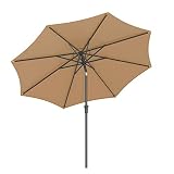 SONGMICS Sonnenschirm 300 cm, UPF 50+, Strandschirm, beidseitig um 30° knickbar, Sonnenschutz, mit Kurbel zum Öffnen/Schließen, für Terrasse, Balkon, Pool, ohne Ständer, taupe GPU30BRV1