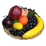 Lorigun Künstliche Früchte zur Dekoration gefälschte Früchte Requisiten, 10 Arten von Früchten (insgesamt 12 Stück)