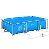 Outsunny Rahmenpool mit Schlauch Draht Swimmingpool Schwimmbad Ablassventil für sauberen Wasser 1000D PVC Stahl Blau 292 x 190 x 75 cm