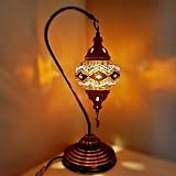 World Home Living Handgefertigte Bronze türkische marokkanische arabische östliche böhmische Tiffany-Stil Nachttischlampe Mosaik Schöne Tischlampe Lampe Licht – UK getestet und genehmigt (32)