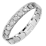 Herren Magnetarmband,TITAN Zweireihiges Magnetarmband, beseitigen statische Elektrizität (Silber Magnetarmband)