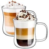 ecooe Doppelwandige Latte Macchiato Glaser Set Thermoglas Trinkgläser Kaffeeglas 2-teiliges 240ml (Volle Kapazität)