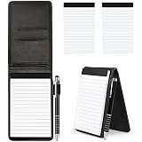Delsen 4 Stücke Mini Notizblock-Halter-Set A7 Halter Kleine Notizblock Mini Pocket Notizbuch PU Leather Notebook mit Metall Stift und Replacement Notepads für AktivitäTen im F