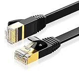 Amazon Brand - Eono Cat 7 Ethernet Kabel, 10Gbit/s 600Mhz Lan Kabel Flaches Netzwerkkabel S/FTP mit Vergoldeter RJ45 für Router, Modem, Switch, Xbox One, PS5, PS4, TV (Flat Black, 10M/33FT)