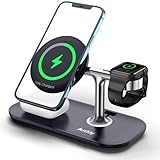 Auckly 3 in 1 Qi 15W Magnetisch Wireless Charger,Kabelloses Ladegerät kompatibel mit MagSafe Handyhalterung für iPhone 12/13/Pro/Max/Mini,Fast Induktive Ladestation für Apple Watch 1-7,Airpods Pro