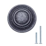 Amazon Basics - Schubladenknopf, Möbelgriff, klassisch, mit Ring-Optik oben, Durchmesser: 3,17 cm, Antik-Silber, 10er-Pack