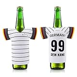Flaschenshirt Deutschland mit Wunschname und Nummer hält Bierflaschen und Getränkeflaschen schön kühl beim Fußball schauen | ideal zur Fußball EM