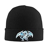 KUGEUII Damen Winter Hüte Thermo Hut Herren Blaue Augen Weiß Drache Haube Hüte Japanische Anime Yu Gi Oh Beanie Hüte Strickmütze Winter Männer Frauen Thermal Elastic Caps Geschenke fü