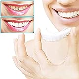 2 Stück Instant Veneers Zahnprothesen Gefälschte Zähne Lächeln Gezackte Prothese Oben Unten Temporäre Falsche Kosmetische Zähne Begradigung Zahnspangen Abdecken Aufhellungsreparaturset für Männer