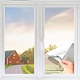 Fensterfolie von innen Durchsichtig von aussen Blickdicht,Sonnenschutzfolie Fenster innen UV-Schutz Reflektierende,Spiegelfolie Selbstklebend für Büros und Wohnungen (Silber, 90 x 400cm)