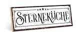 TypeStoff Holzschild mit Spruch – STERNEKÜCHE – im Vintage-Look mit Zitat als Geschenk und Dekoration (Größe: 28,2 x 9,5 cm)
