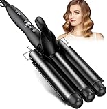3 Fässer welleneisen, 25mm Lockenstab 3 stäben mit einstellbarer Temperatur, Welleisen Schnelle Heizung Große Welle für Lange/kurze Haare, Haar Styling Werkzeug, Schw