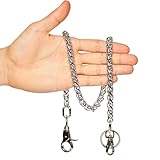 newtro Edelstahl-Geldbörsenkette für Herren und Damen, Biker, Trucker, Hosen, Jeans, Punk, langer Auto-Schlüsselanhänger, Ringhalter, Organizer, TMS, silber, Einheitsgröß