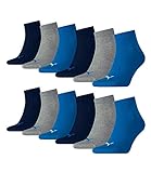PUMA Unisex Quarters Socken Sportsocken 12er Pack, 39/42, 277 - Blue / Grey Mélange